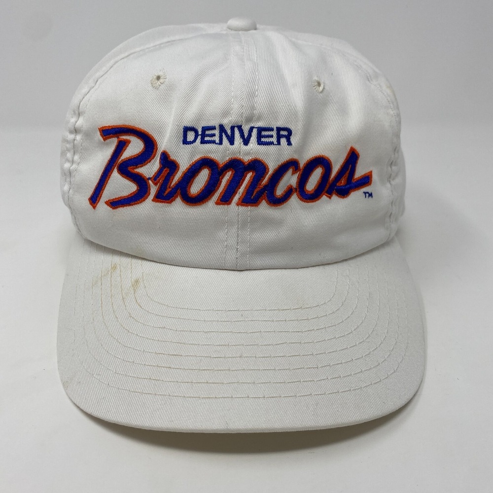 Vintage Rare Sports Specialties Denver Broncos White Twill Script Hat Snapback